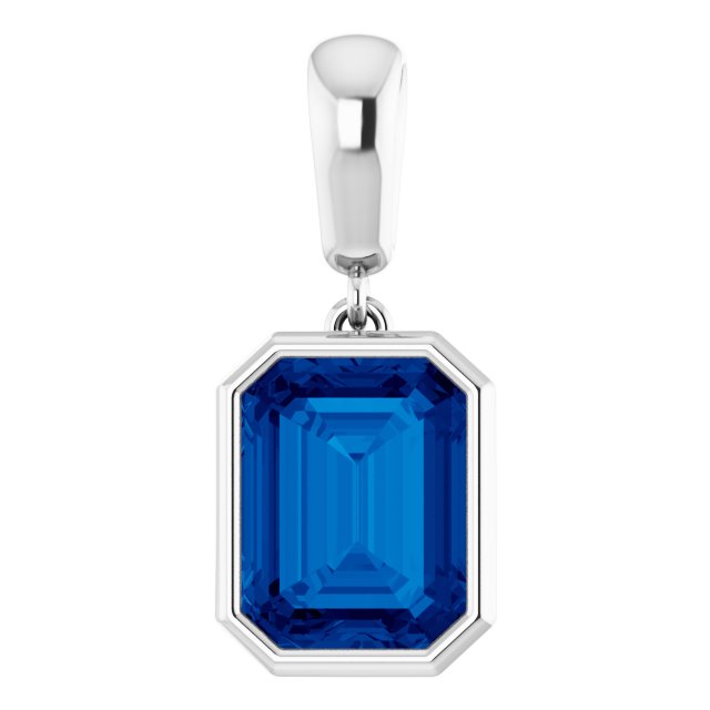 14K Rose Lab-Grown Blue Sapphire Pendant