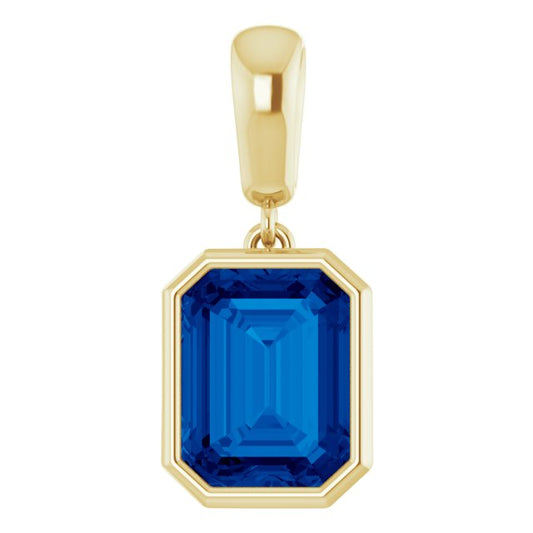 14K Rose Lab-Grown Blue Sapphire Pendant