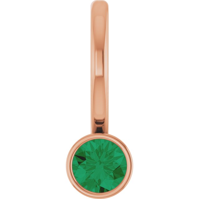 14K Rose Lab-Grown Emerald Charm/Pendant