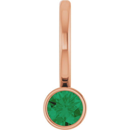 14K Rose Lab-Grown Emerald Charm/Pendant