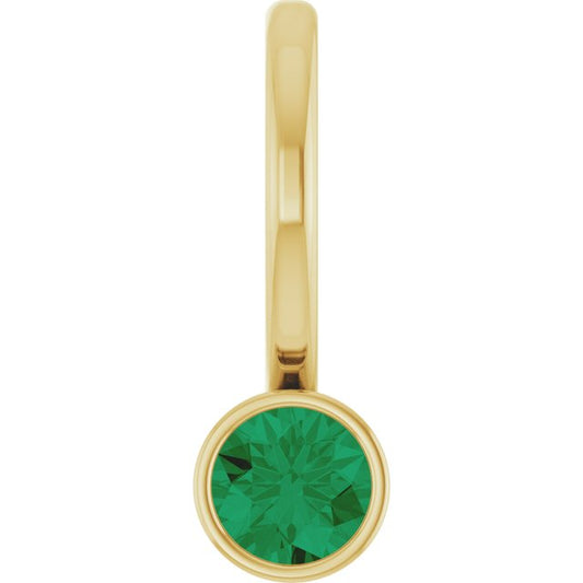 14K Rose Lab-Grown Emerald Charm/Pendant