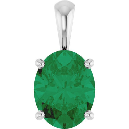 14K Rose Lab-Grown Emerald Pendant