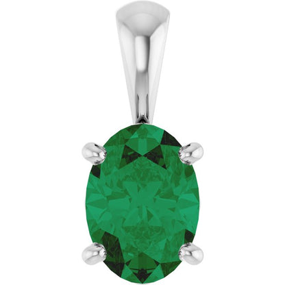 14K Rose Lab-Grown Emerald Pendant