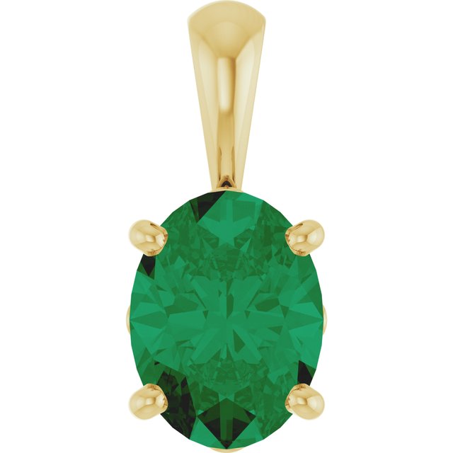 14K Rose Lab-Grown Emerald Pendant