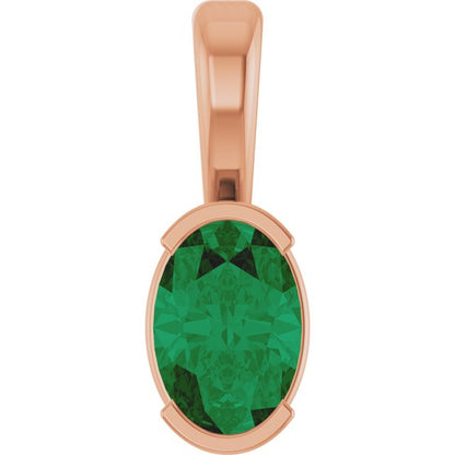 14K Rose Lab-Grown Emerald Pendant