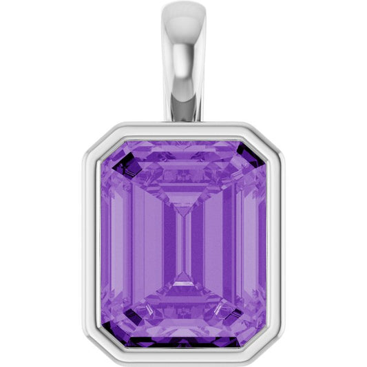 14K Rose Lab-Grown Purple Sapphire Pendant