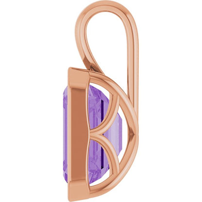 14K Rose Lab-Grown Purple Sapphire Pendant