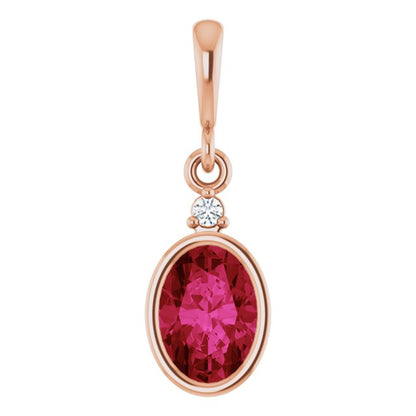 14K Rose Lab-Grown Ruby & .015 CT Lab-Grown Diamond Pendant