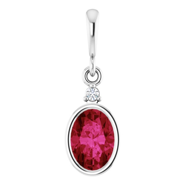 14K Rose Lab-Grown Ruby & .015 CT Lab-Grown Diamond Pendant
