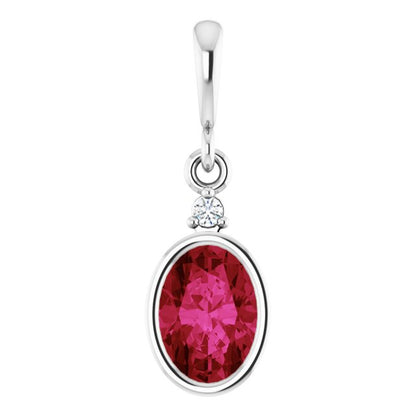 14K Rose Lab-Grown Ruby & .015 CT Lab-Grown Diamond Pendant