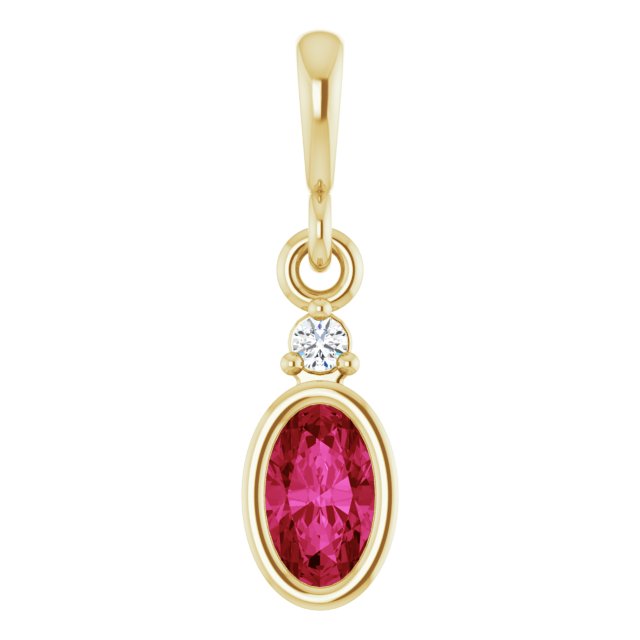 14K Rose Lab-Grown Ruby & .015 CT Lab-Grown Diamond Pendant