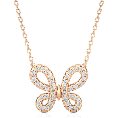 14K Solid Gold Butterfly Pendant with 0.31 CT Lab-Grown Diamonds Delicate Minimalist Jewelry - HIGHCARAT DIAMONDS