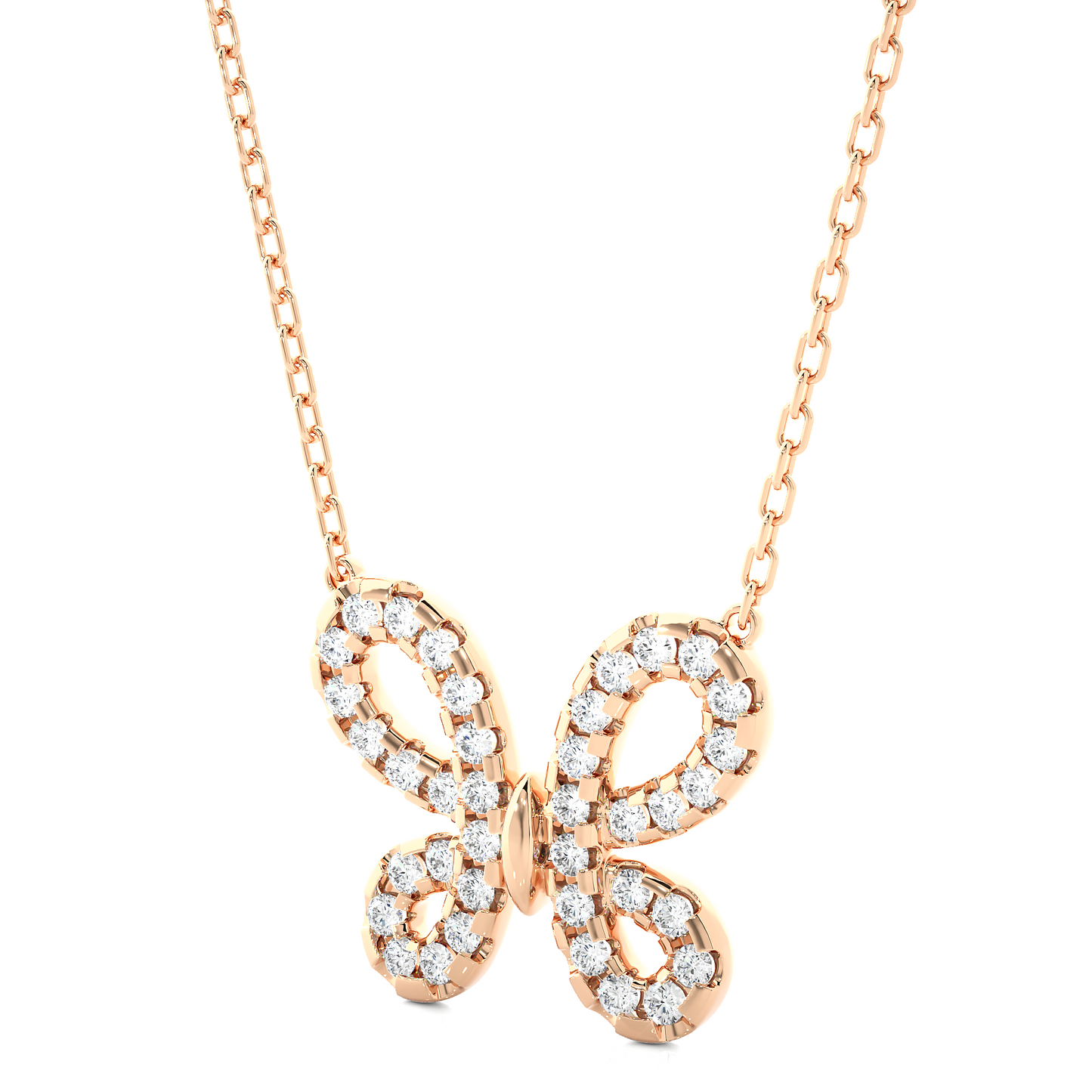 14K Solid Gold Butterfly Pendant with 0.31 CT Lab-Grown Diamonds Delicate Minimalist Jewelry