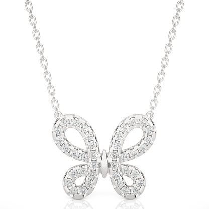 14K Solid Gold Butterfly Pendant with 0.31 CT Lab-Grown Diamonds Delicate Minimalist Jewelry