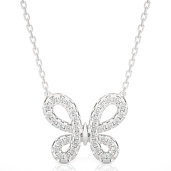 14K Solid Gold Butterfly Pendant with 0.31 CT Lab-Grown Diamonds Delicate Minimalist Jewelry - HIGHCARAT DIAMONDS