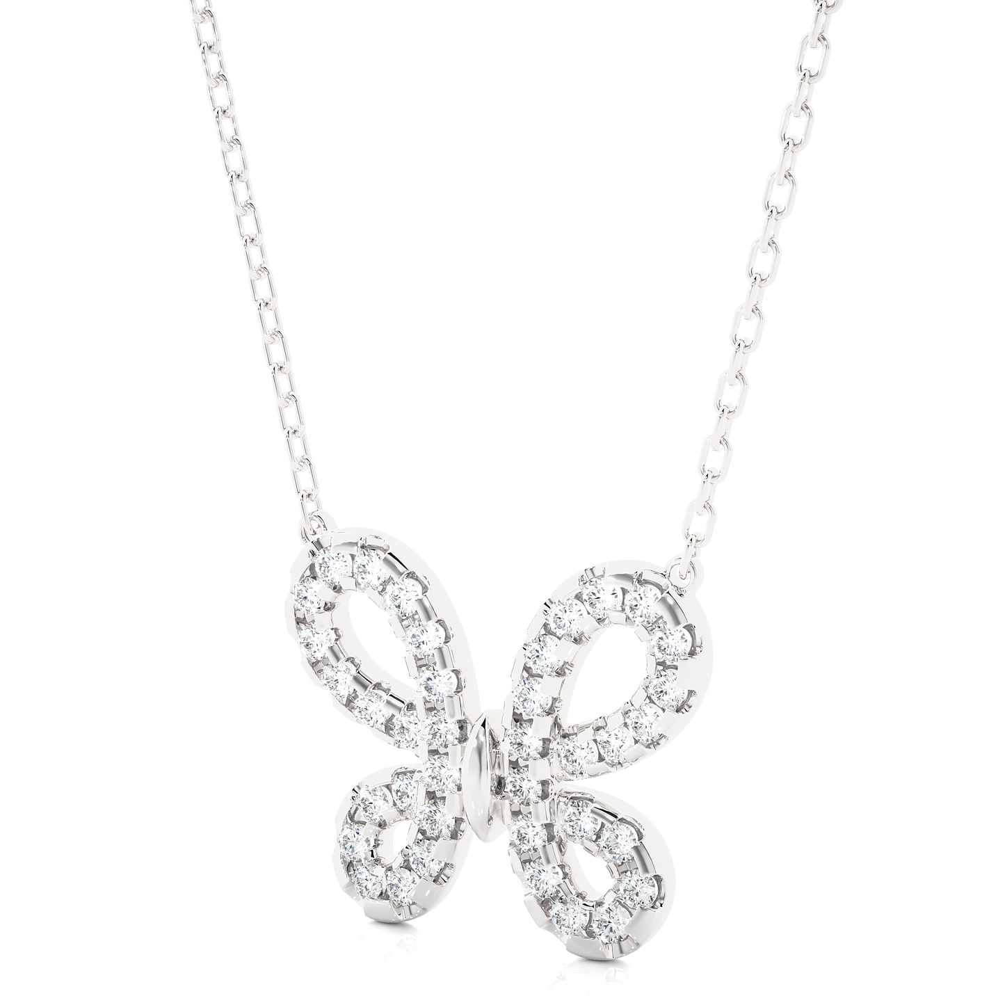 14K Solid Gold Butterfly Pendant with 0.31 CT Lab-Grown Diamonds Delicate Minimalist Jewelry