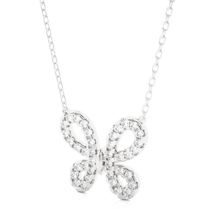 14K Solid Gold Butterfly Pendant with 0.31 CT Lab-Grown Diamonds Delicate Minimalist Jewelry