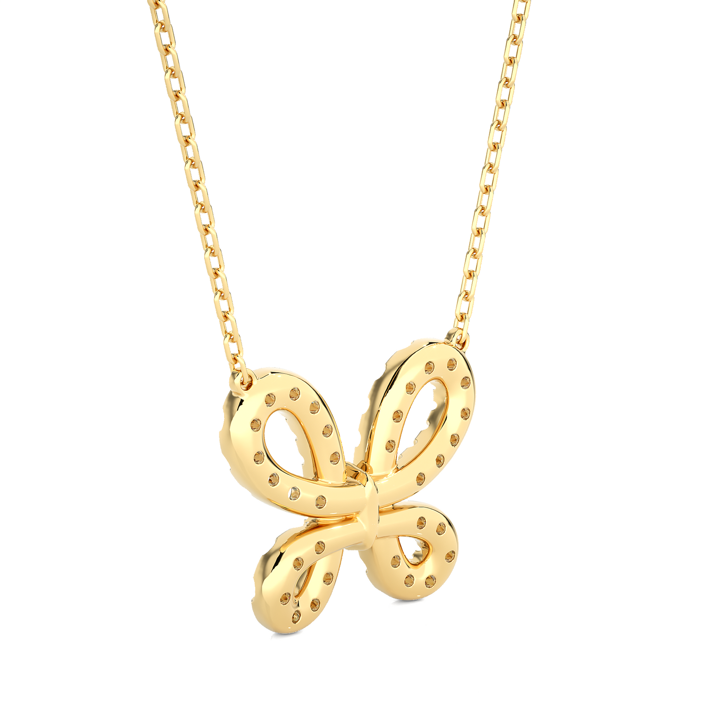 14K Solid Gold Butterfly Pendant with 0.31 CT Lab-Grown Diamonds Delicate Minimalist Jewelry