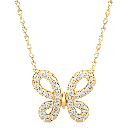 14K Solid Gold Butterfly Pendant with 0.31 CT Lab-Grown Diamonds Delicate Minimalist Jewelry - HIGHCARAT DIAMONDS