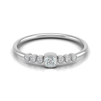 14K Solid Gold Cushion And Round Diamond Ring Cushion Cut Art Deco Engagement Ring