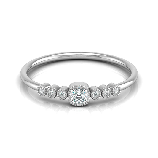 14K Solid Gold Cushion And Round Diamond Ring Cushion Cut Art Deco Engagement Ring - HIGHCARAT DIAMONDS