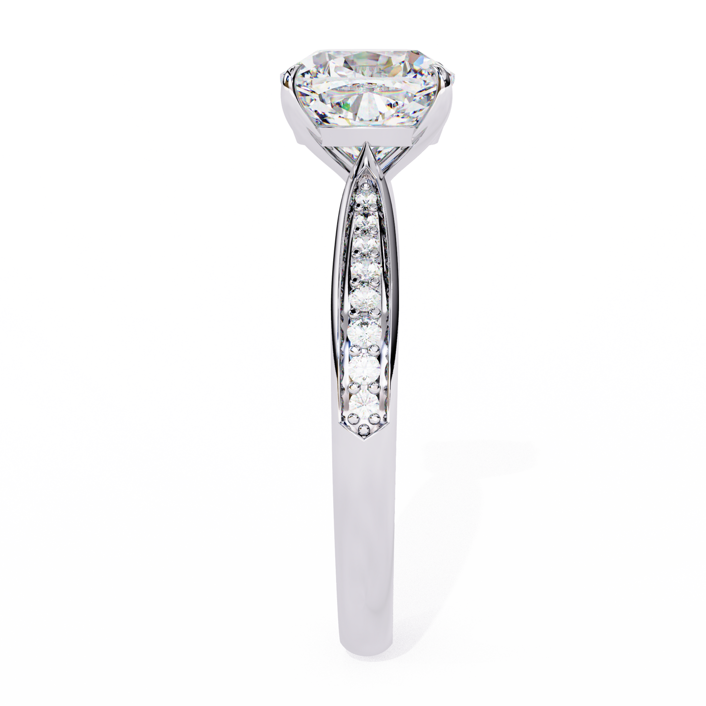 14K Solid Gold Cushion And Round lab Grown Diamond  Pave Set, Elegant Look Gift For her