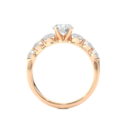 14K Solid Gold  Engagement Ring, Lab grown 1.44 Ct Round Diamond Women's Ring For Anniversary