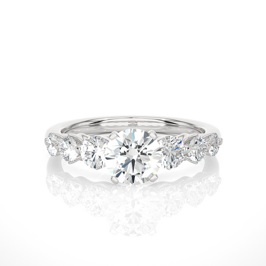 14K Solid Gold  Engagement Ring, Lab grown 1.44 Ct Round Diamond Women's Ring For Anniversary - HIGHCARAT DIAMONDS