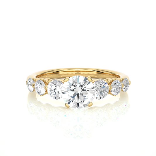 14K Solid Gold  Engagement Ring, Lab grown 1.44 Ct Round Diamond Women's Ring For Anniversary - HIGHCARAT DIAMONDS
