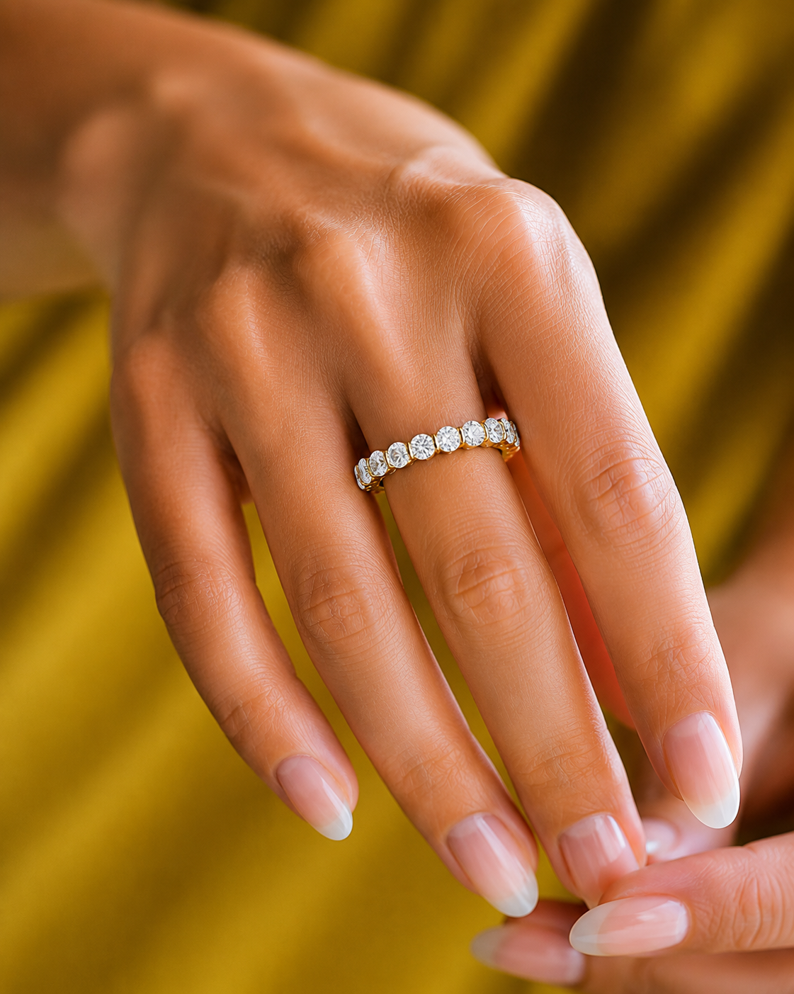 14K Solid Gold Full Eternity Round Cut Lab Grown Wedding Band  For Women - HIGHCARAT DIAMONDS