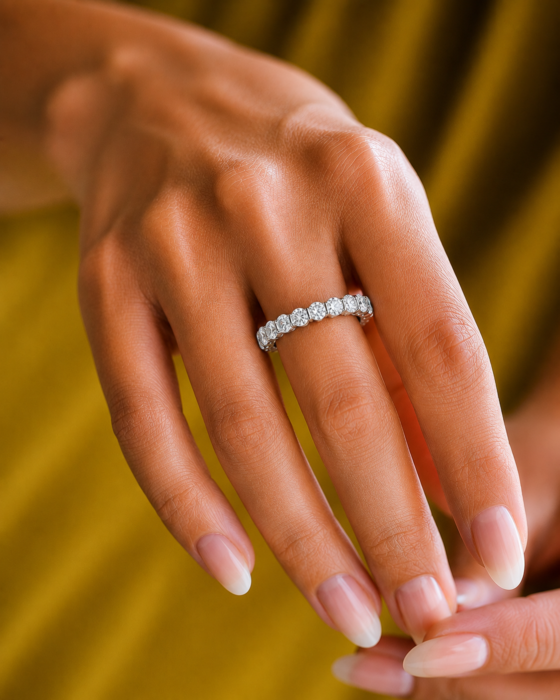 14K Solid Gold Full Eternity Round Cut Lab Grown Wedding Band  For Women - HIGHCARAT DIAMONDS