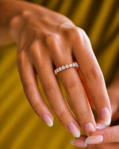 14K Solid Gold Full Eternity Round Cut Lab Grown Wedding Band  For Women - HIGHCARAT DIAMONDS
