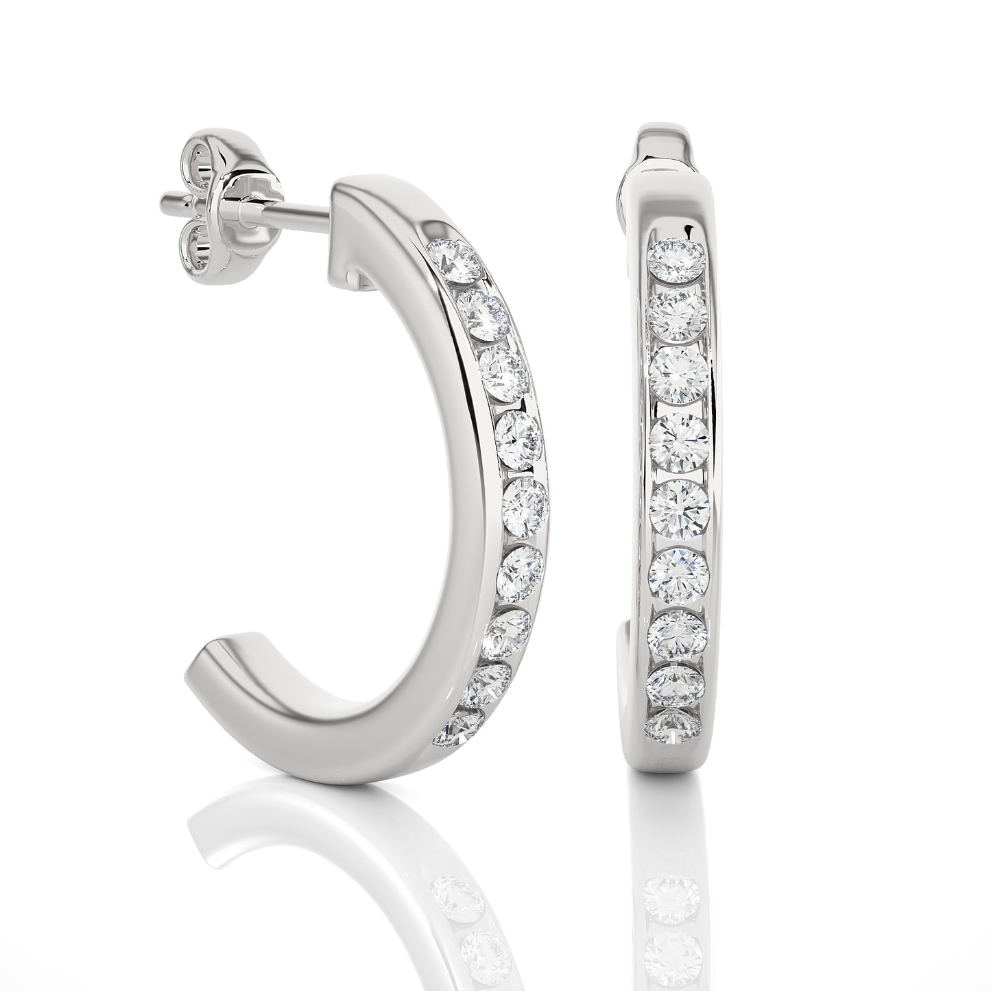 14K Solid Gold Half Hoop Diamond Earrings For Women's Perfect Gift Of Timeless Elegance - HIGHCARAT DIAMONDS