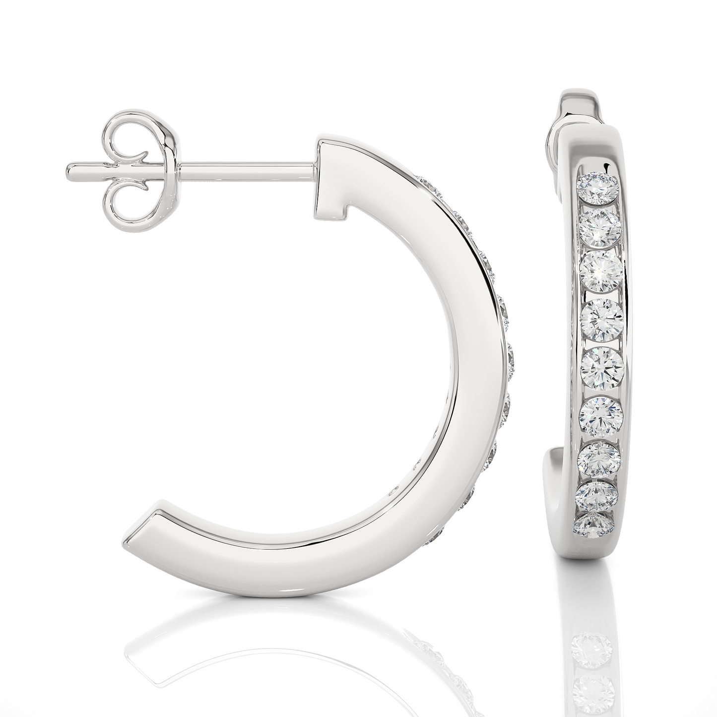 14K Solid Gold Half Hoop Diamond Earrings For Women's Perfect Gift Of Timeless Elegance - HIGHCARAT DIAMONDS
