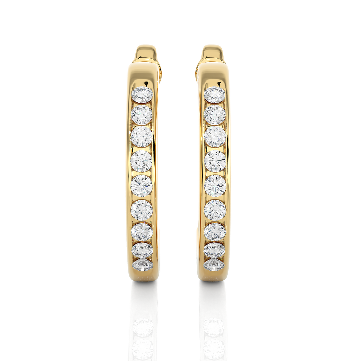 14K Solid Gold Half Hoop Diamond Earrings For Women's Perfect Gift Of Timeless Elegance - HIGHCARAT DIAMONDS