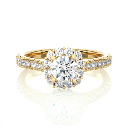 14K Solid Gold Lab Grown Diamond Wedding Ring, Accented Round Cut Diamond  For Engagement Ring For Her