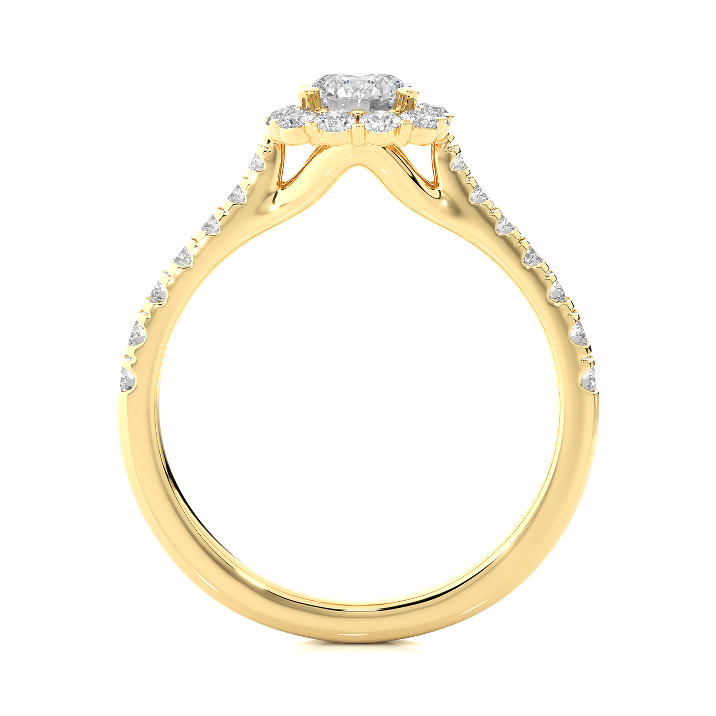 14K Solid Gold Lab Grown Diamond Wedding Ring, Accented Round Cut Diamond  For Engagement Ring For Her
