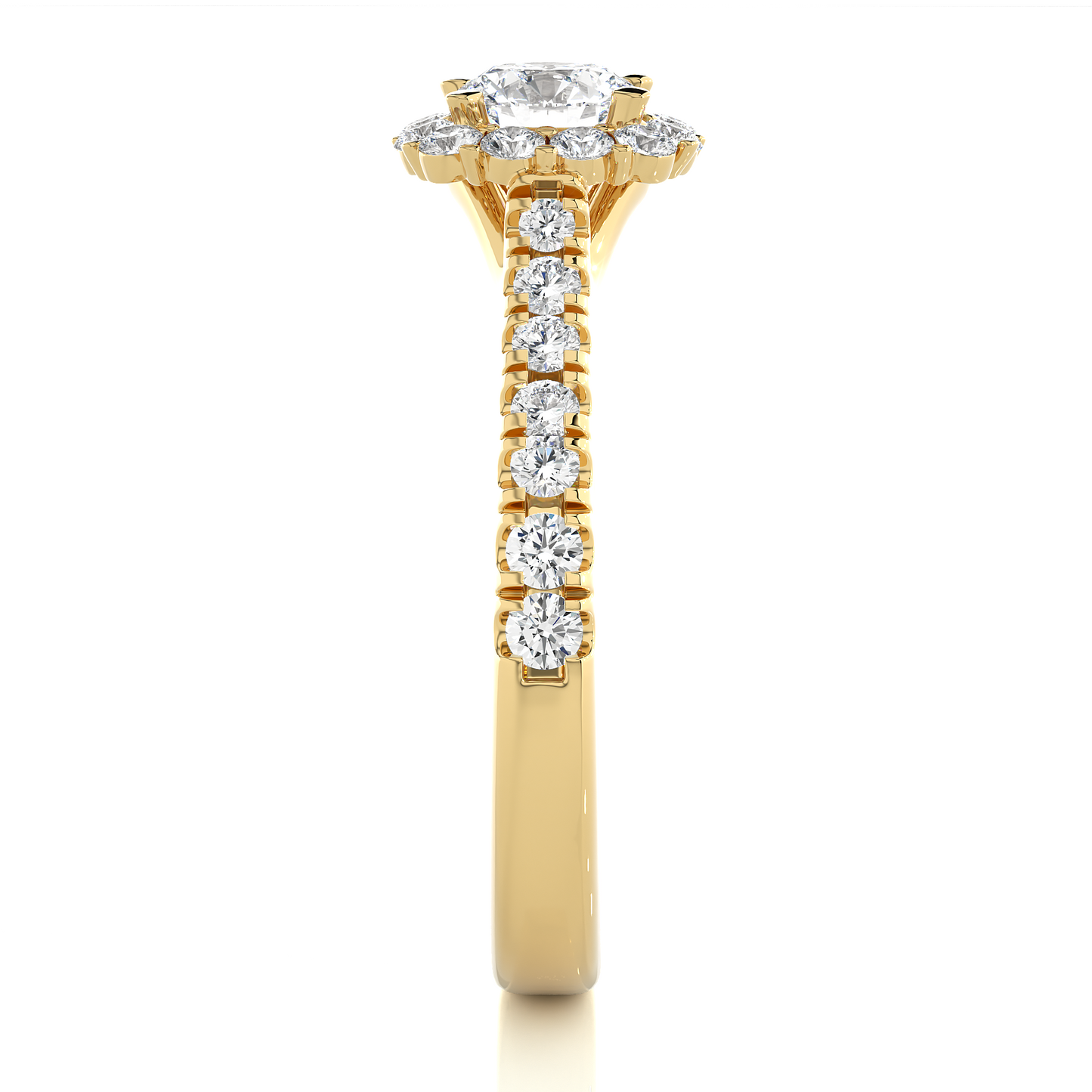 14K Solid Gold Lab Grown Diamond Wedding Ring, Accented Round Cut Diamond  For Engagement Ring For Her