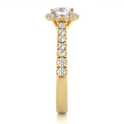 14K Solid Gold Lab Grown Diamond Wedding Ring, Accented Round Cut Diamond  For Engagement Ring For Her