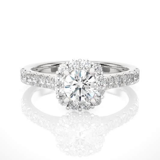 14K Solid Gold Lab Grown Diamond Wedding Ring, Accented Round Cut Diamond  For Engagement Ring For Her - HIGHCARAT DIAMONDS