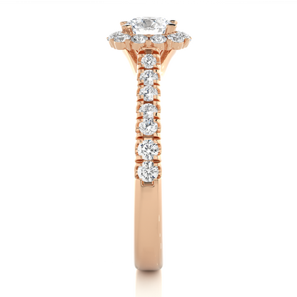 14K Solid Gold Lab Grown Diamond Wedding Ring, Accented Round Cut Diamond  For Engagement Ring For Her