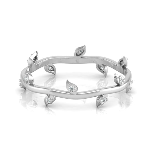 14K Solid Gold Leaf Diamond Band Ring for Women Nature-Inspired Everyday Wear Jewelry - HIGHCARAT DIAMONDS