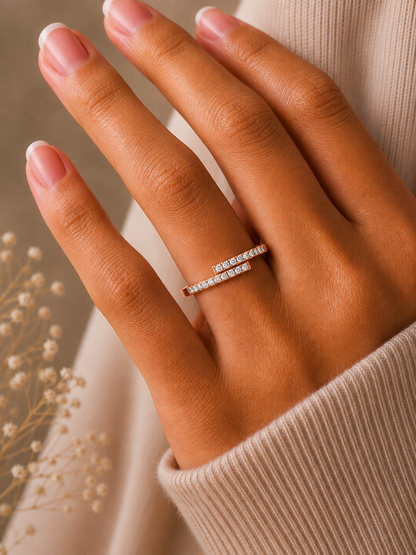 14 KT Solid Gold Light Weight Round Wedding Diamond Ring Stylish & Practical For Women's - HIGHCARAT DIAMONDS
