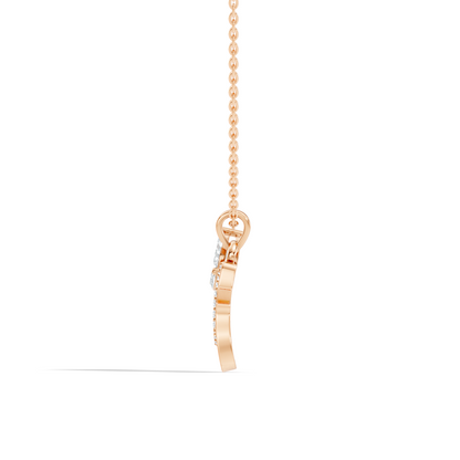 14K Solid Gold Marquise and Round Cut Diamond G Alphabet Pendant For Her