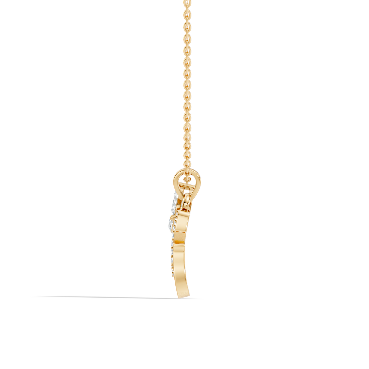 14K Solid Gold Marquise and Round Cut Diamond G Alphabet Pendant For Her