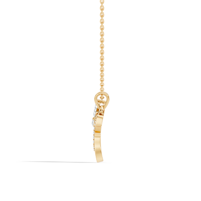 14K Solid Gold Marquise and Round Cut Diamond G Alphabet Pendant For Her