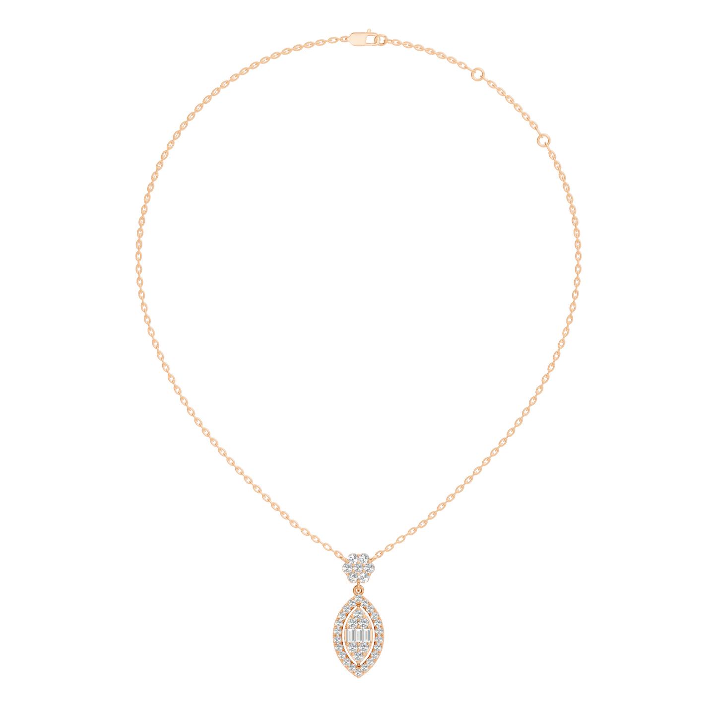 14K Solid Gold Pendant With 0.98 CT Lab-Grown baguette Or Round Diamond Minimalist Jewelry