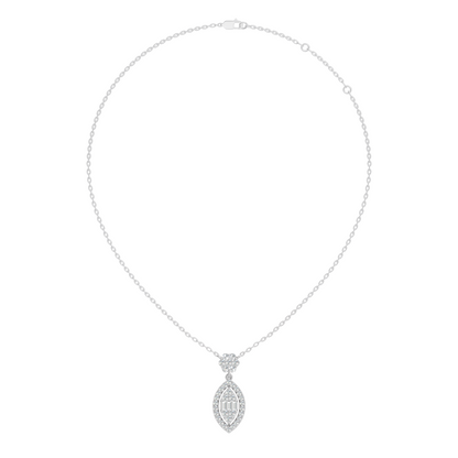 14K Solid Gold Pendant With 0.98 CT Lab-Grown baguette Or Round Diamond Minimalist Jewelry