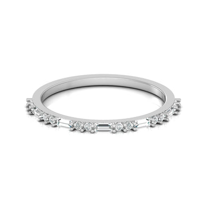 14K Solid Gold Round And Baguette Women's Jewelry Band Rings Perfect Gift For Her - HIGHCARAT DIAMONDS