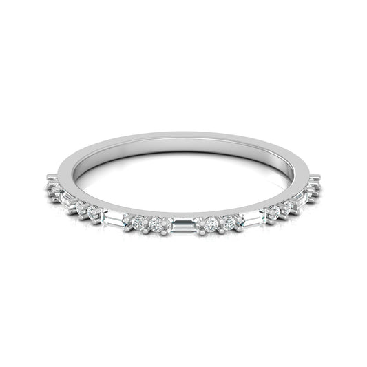 14K Solid Gold Round And Baguette Women's Jewelry Band Rings Perfect Gift For Her - HIGHCARAT DIAMONDS
